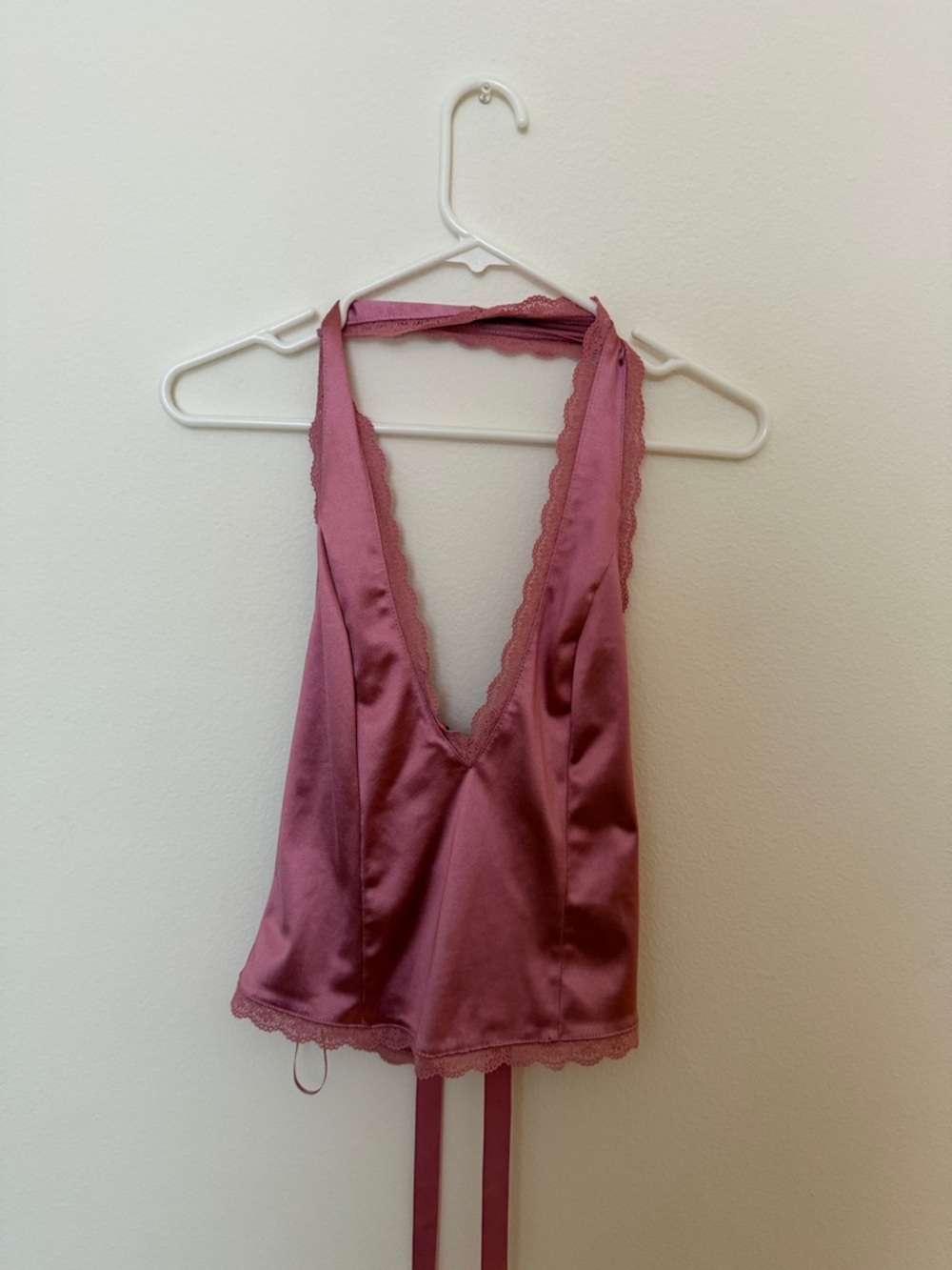 Kimchi Blue Satin Halter Chemise in Rose Mauve